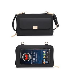 Save The Girls black multi pocket crossbody handbag.